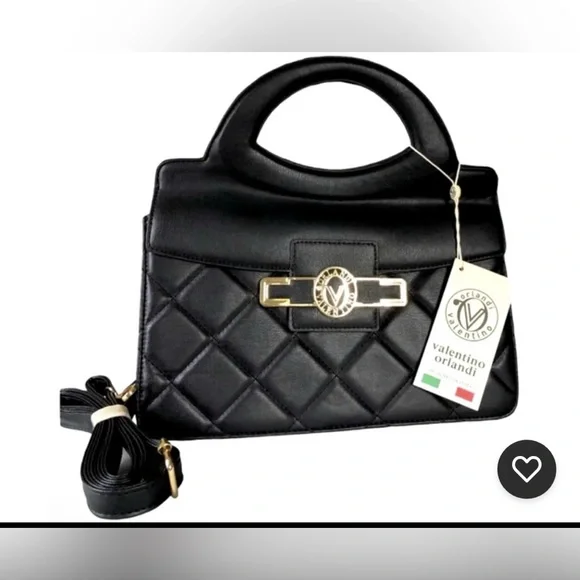 Valentino Orlandi Black Handbag With Crossbody Option NWT -Purse - Picture 2 of 5